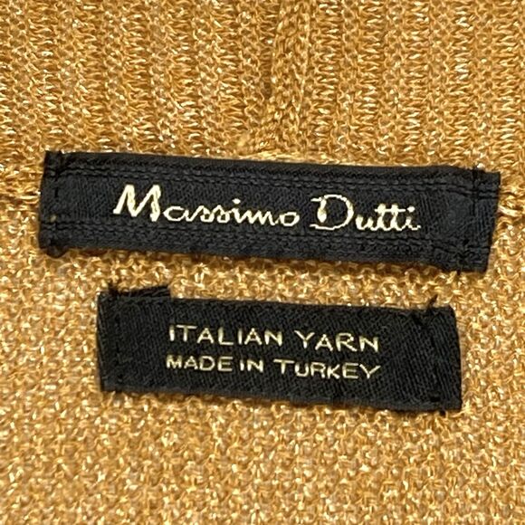 Massimo Dutti Open Knit Cardigan Womens M Gold Brown Lightweight Preppy Sweater - Picture 14 of 15